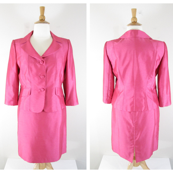 plus size pink skirt suit